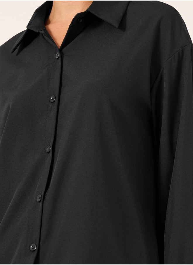 Take Two Take Two Solid Button Front Long Sleeve Shirt  - Image 4