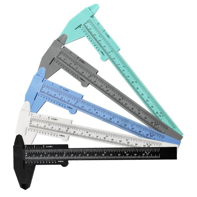 5 قطع بلاستيكية من القدمة ذات الورنية مقياس مزدوج مسطرة قياس الحواجب أدوات دقيقة محمولة - Image 2
