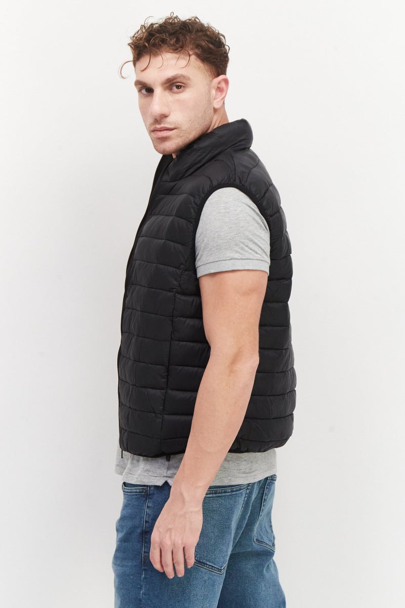 French Connection Men Solid Puffer Vest, Matte Black - Image 2