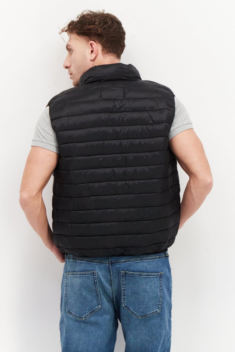 French Connection Men Solid Puffer Vest, Matte Black - Image 4