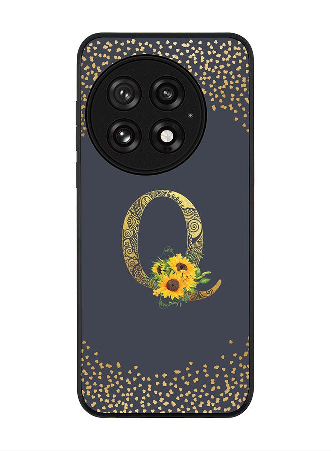 Stylizedd For OnePlus 13 5G Case,Slim fit Camera Protection, Shockproof Thin Phone cover  - Custom Floral Monogram - Q  (Grey ) - Image 1