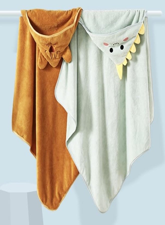 منشفة أطفال بغطاء رأس من جوسيلولو - منشفة حمام ناعمة فاخرة للأطفال حديثي الولادة والرضع - فائقة الامتصاص، منشفة أطفال طبيعية، منشفة حمام من الصوف المرجاني الناعم للأولاد والبنات (ديناصور سعيد) - Image 4