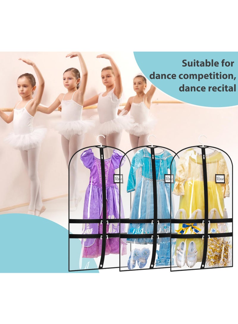 سيوسي أكياس ملابس لتعليق الملابس، 38.6 بوصة، عبوة من 4 قطع لتخزين الملابس اليومية، حقيبة أزياء رقص للأطفال، شفافة مع 5 جيوب بسحاب للملابس والقمصان والمعاطف والفساتين - Image 4
