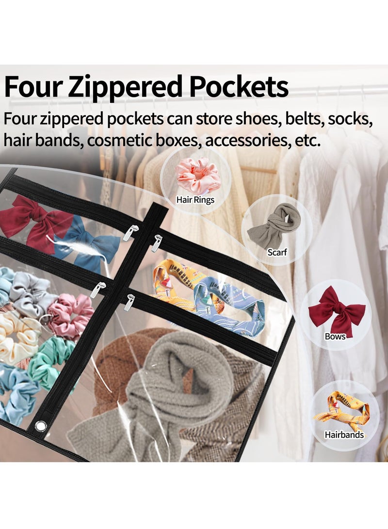 سيوسي أكياس ملابس لتعليق الملابس، 38.6 بوصة، عبوة من 4 قطع لتخزين الملابس اليومية، حقيبة أزياء رقص للأطفال، شفافة مع 5 جيوب بسحاب للملابس والقمصان والمعاطف والفساتين - Image 5