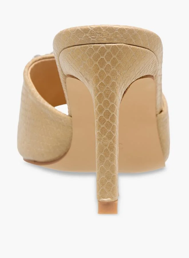 Flora Bella By Shoexpress GOLD Women Embellished Cone Heel Sandals for Women | Best Price UAE