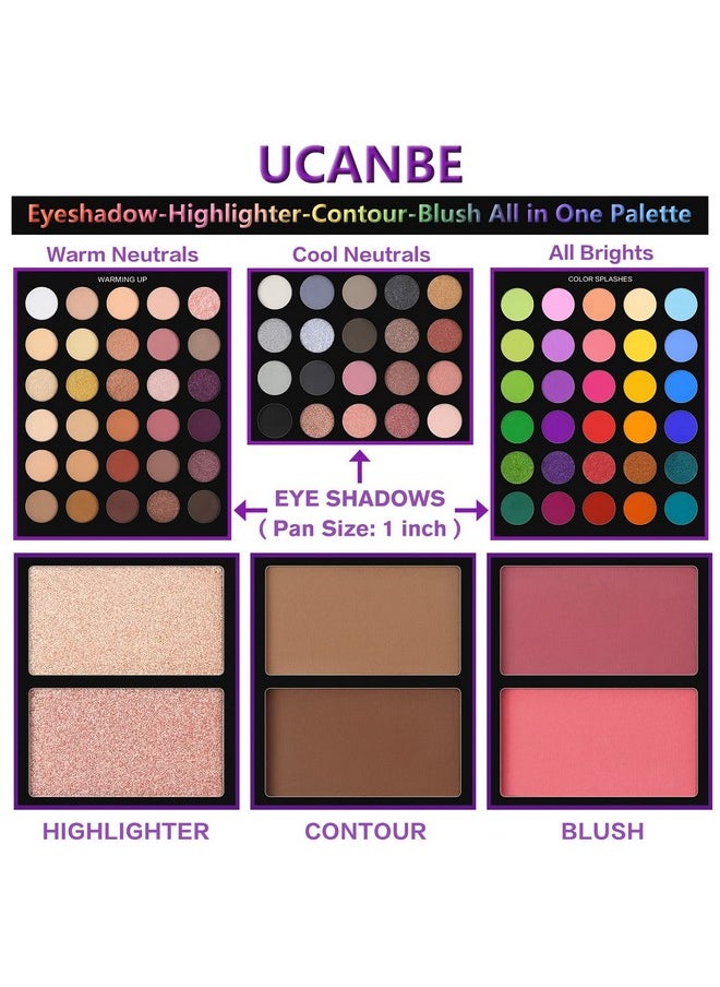 Ucanbe UCANBE Eyeshadow Palette with 15Pcs Brushes Makeup Set, Pigmented 86 Colors Make Up Sets Valentine's Day Gift, Matte Shimmer Glitter Eye Shadow Pallet Highlighter Contour Blush Powder Brush Beauty Kit  - Image 3