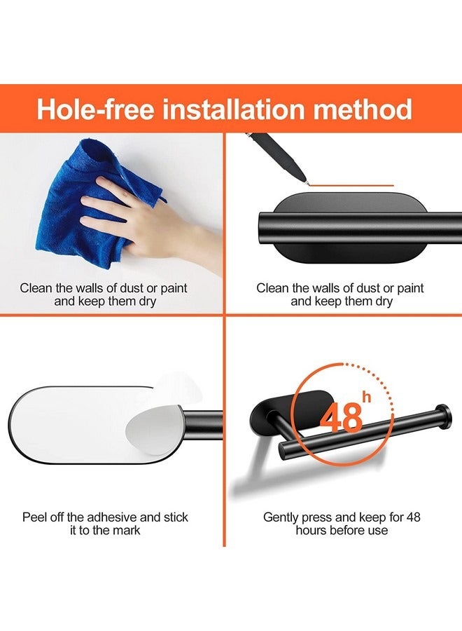 Beauenty Toilet Paper Holder Self Adhesive Stainless Steel Toilet Paper Holder Wall Roll Holder for Bathroom, Kitchen, Living Room ,Black - Image 5