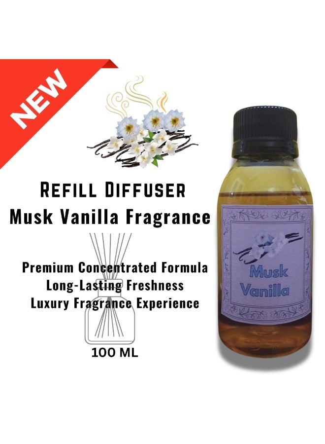 Musk Vanilla Concentrated Perfume, 100ml Refillable Bottle for All Diffusers - Long-lasting scent for home and car - Safe for health - Image 1