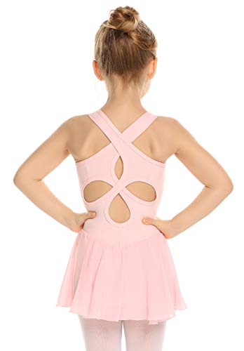 Arshiner Kid Girls Hollow Back Ballet Leotard with Skirt Sleeveless Dance Dresses - Image 1