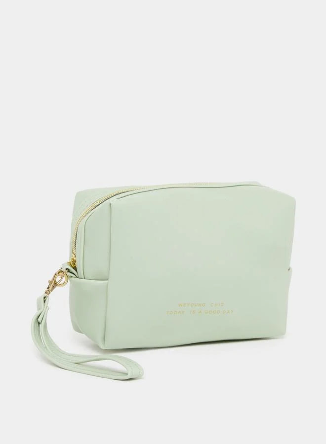 Styli Plain Wash Bag with Zip Closure and Wrist Loop