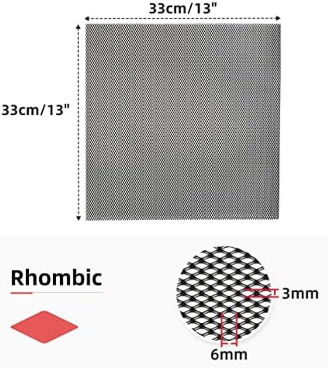 AggAuto 40"x13" Car Grill Mesh - Black Aluminum Alloy Rhombic Hole Bumper Grille Insert, Universal Fit - Image 4
