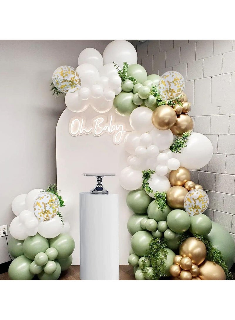 62Pcs Sage Green Gold Balloon Kit,12Inch Sage Green and Gold Confetti Balloons,Metallic Gold Party Balloon with Ribbon for Birthday Party,Baby Shower Decoration,Wedding,Graduation,Eucalyptus Party - Image 3