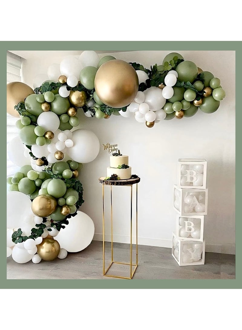 62Pcs Sage Green Gold Balloon Kit,12Inch Sage Green and Gold Confetti Balloons,Metallic Gold Party Balloon with Ribbon for Birthday Party,Baby Shower Decoration,Wedding,Graduation,Eucalyptus Party - Image 4