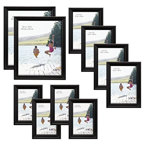 MCS 10pc Multi Pack Picture Frame Value Set - Two 8x10 in, Four 5x7 in, Four 4x6 in, Black (65508) - Image 1