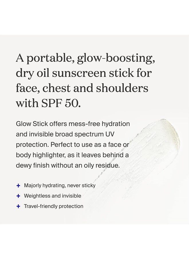 Supergoop! Glow Stick, 0.70 oz - SPF 50 PA++++ Dry Oil Sunscreen Stick for Face & Body - Brightens & Hydrates for a Healthy Glow - Mess-Free, Travel-Friendly SPF  - Image 2