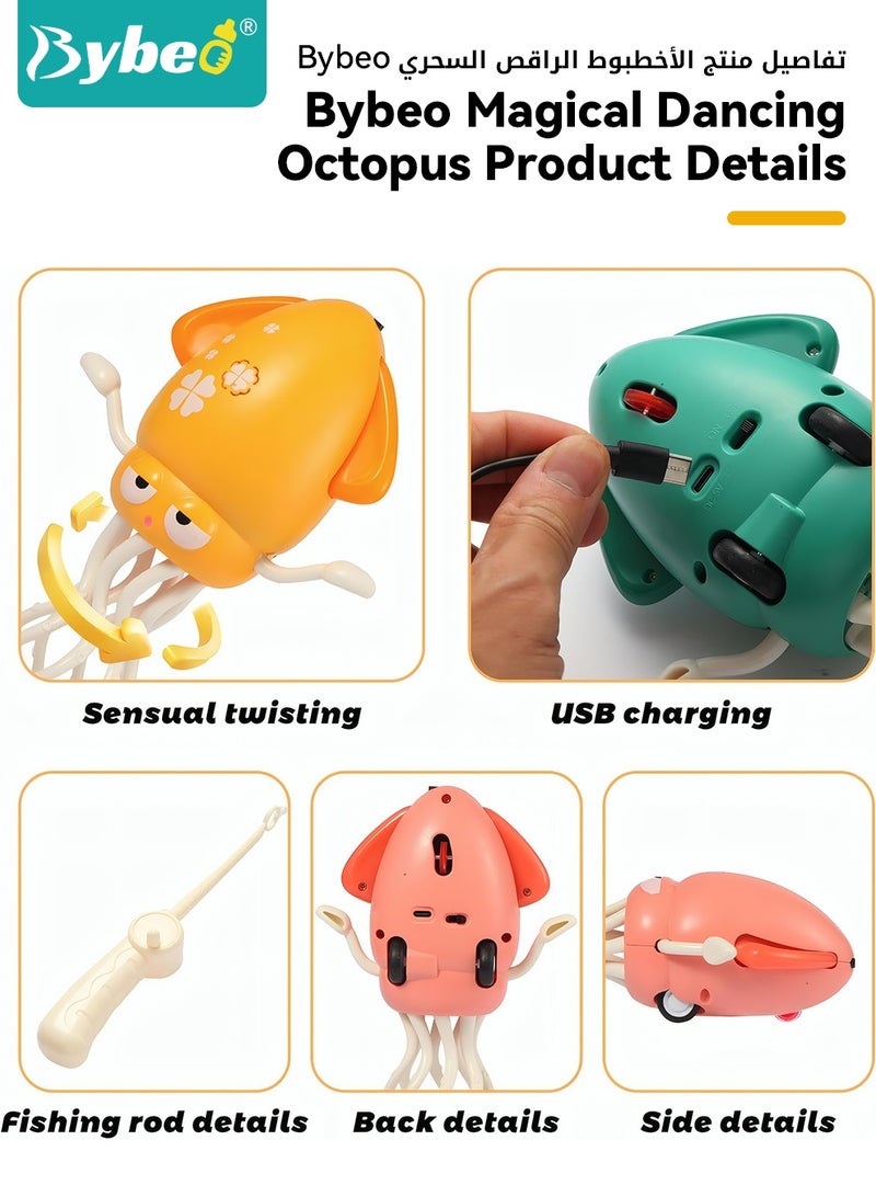 Bybeo Baby Crawling Toy, Infant Tummy Time Toy, Dancing Octopus Toy with LED Light and Music, Toddler Early Learning Toys for Learning to Walk, Rechargeable Magic Dancing Squid Toy for 3+ Year Old Kids with Fishing Rod - Image 4