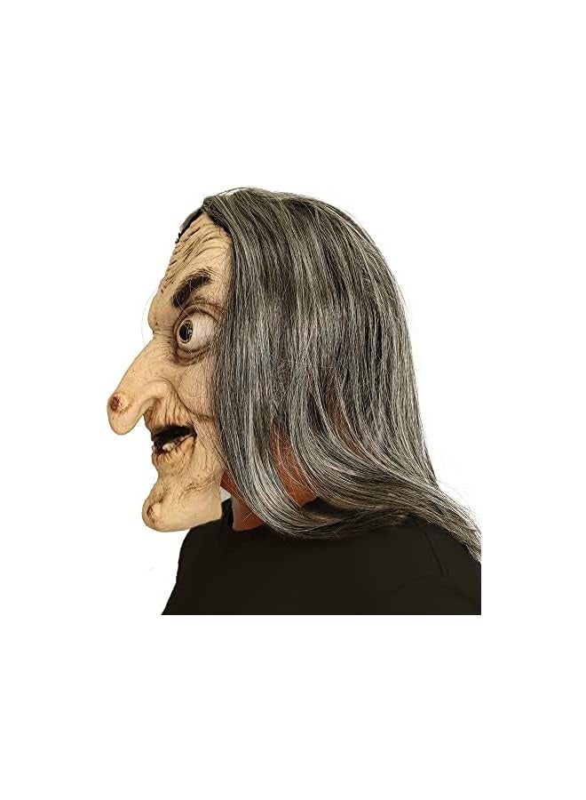 Halloween Novelty Scary Latex Witch Mask Novelty Dressing Up For Halloween Party Realistic Old Man Face - Image 3