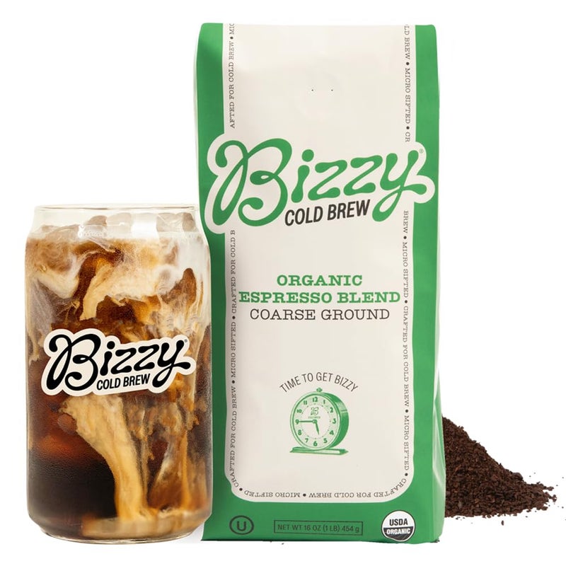 Bizzy Organic Cold Brew Coffee  Espresso Blend  Coarse Ground Coffee  MediumDark Roast  Micro Sifted  Specialty Grade  100 Arabica  1 LB - Image 3