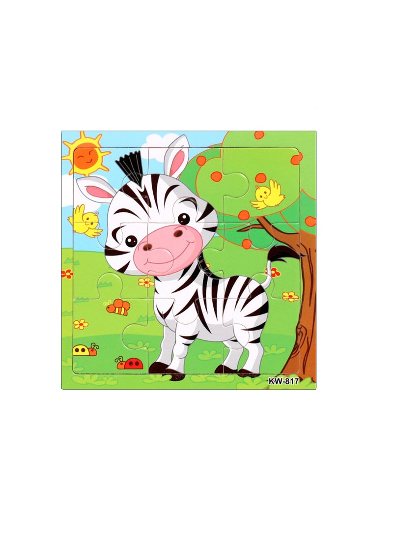 الأطفال التعليمية خشبية الكرتون زيبرا بانوراما الألغاز هدية مناسبة 14.8 سنتيمتر * 14.8 سنتيمتر حقيبة حزمة