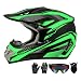SanQing Motocross HelmetYouth Adult ATV Dirt Bike Motorcycle Helmet Kids BMX 4Wheeler OffRoad Mountain BikeDOT CertifiedWGloves Goggles Mask 4Piece Set Green L - Image 2