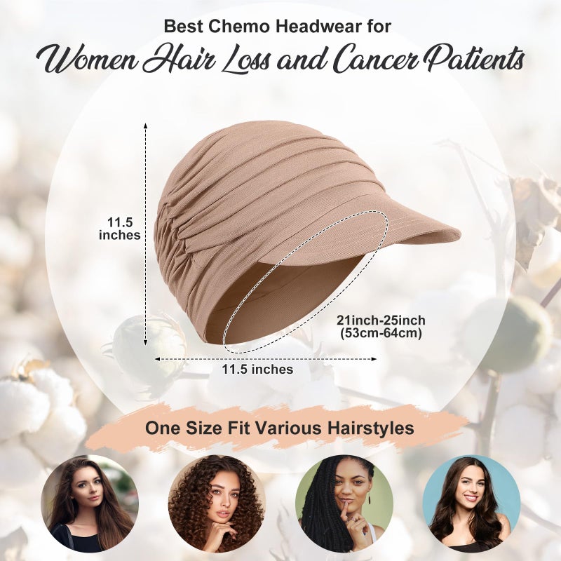 Jamntower 6 Pcs Chemo Cancer Hat for Women Breathable Bamboo Newsboy Baseball Cap Soft Headwear for Cancer Patient Hair Loss (Pink, Purple, Blue, Gray, Beige, Khaki) - Image 5