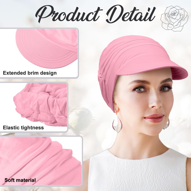 Jamntower 6 Pcs Chemo Cancer Hat for Women Breathable Bamboo Newsboy Baseball Cap Soft Headwear for Cancer Patient Hair Loss (Pink, Purple, Blue, Gray, Beige, Khaki) - Image 4