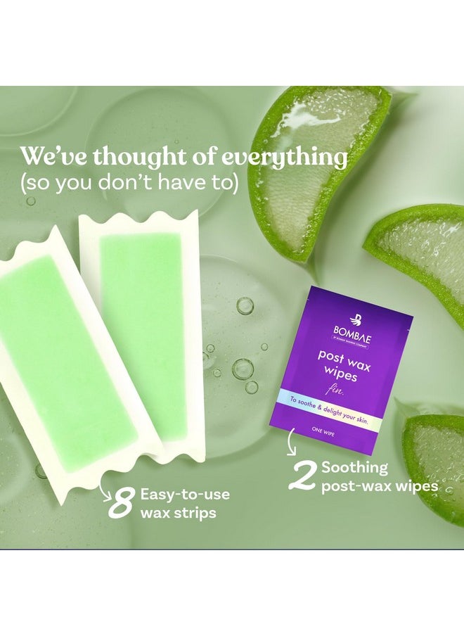 BOMBAE - Full Body Wax Strips With Aloe Vera For Women (8+2 Strips)| Full Body Cold Wax Strips For Sensitive Arms, Underarms, Legs | Post-Wax Wipes For Mess-Free, Smooth Skin - Image 1
