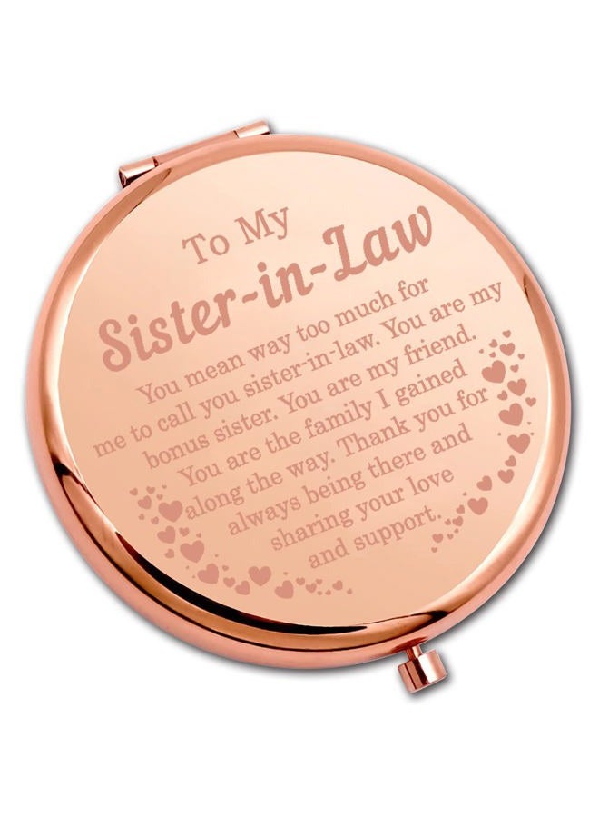 PLITI Sister in Law Compact Mirror Bonus Sister Gift Unbiological Sister Gift to My Sister in Law Inspirational Pocket Mirror (Sister-in-Law CMrg) - Image 1