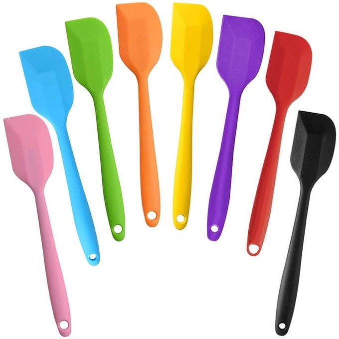 8 PIECES SILICONE SPATULAS 11 INCH HEATRESISTANT NONSTICK SPATULAS WITH STAINLESS STEEL CORE FOR CAKE CREAM COOKING GADGET BY 11 INCH