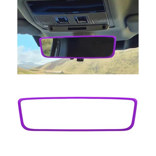 Wevdn Rear View Mirror Protector Frame Silicone Car RearView Mirror Cover Compatible with Model 3 and Y Auto Interior Decoration Gifts Car Accessories Purple - Image 1