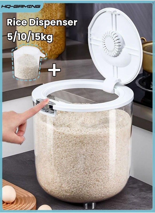 HQ-GAMING - Rice Dispenser, Rice Container Storage with Measuring Cup, Food Cereal Container Bins Household for Kitchen Pantry Organization - Image 1