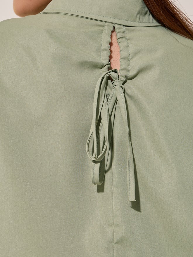 Take Two Take Two Solid Spread Collar Oversized Shirt  - Image 5
