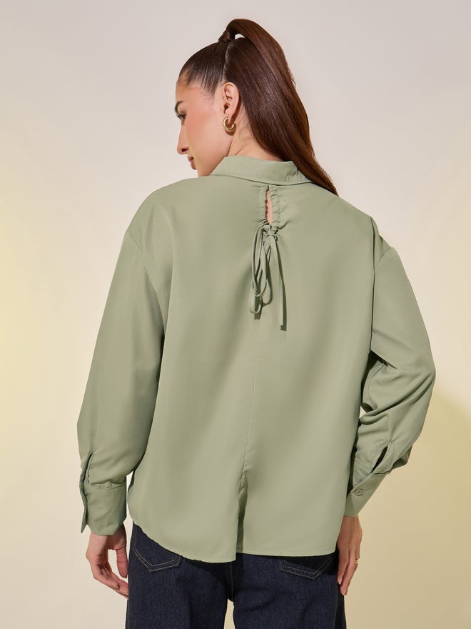 Take Two Take Two Solid Spread Collar Oversized Shirt  - Image 4