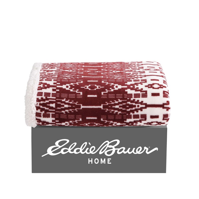 Eddie Bauer - Throw Blanket, Super Soft Reversible Sherpa Fleece Bedding, Cozy Plaid Home Decor (San Juan Red Clay, 50" x 60") - Image 4
