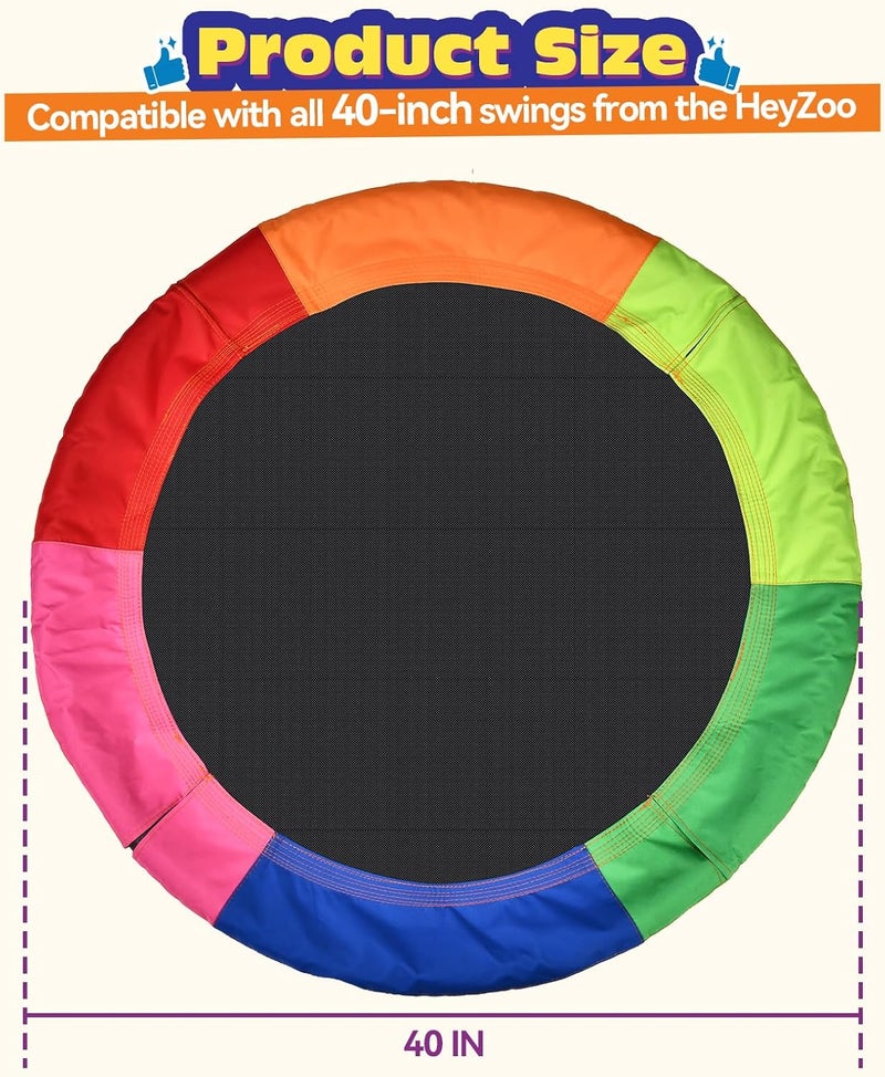 HeyZoo Tree Swing Replacement Cover 40 Inch, Saucer Swing Replacement Fabric with Tools, Round Saucer Swing Seat Cover, 900D Oxford Fabric, Colorful - Image 3