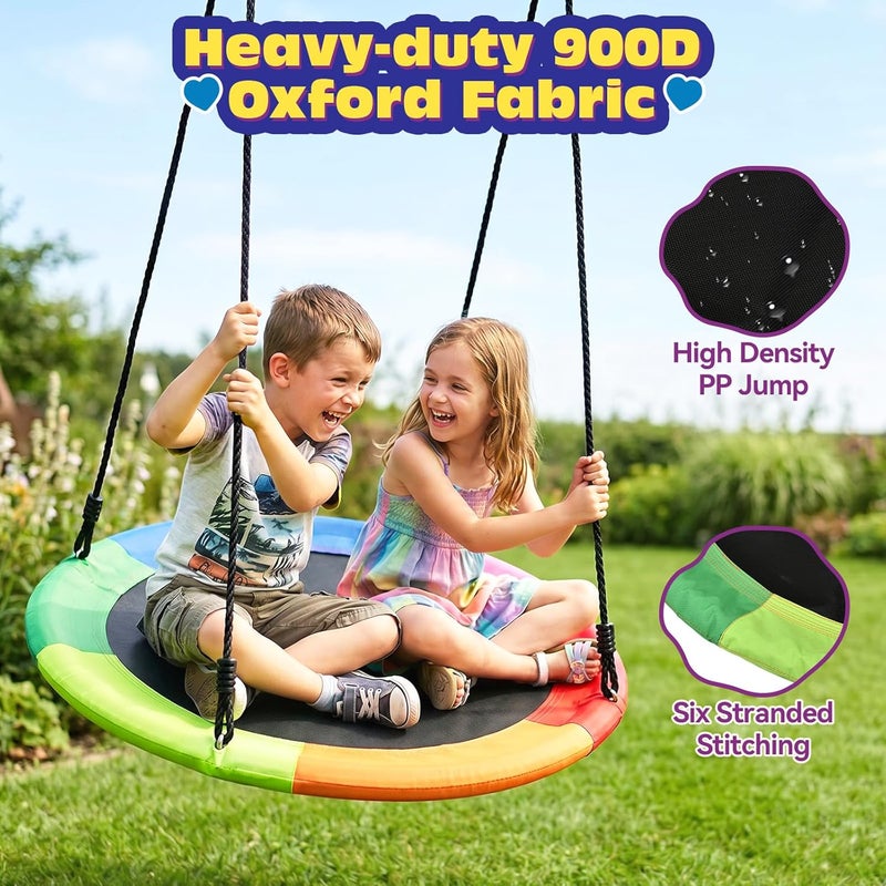 HeyZoo Tree Swing Replacement Cover 40 Inch, Saucer Swing Replacement Fabric with Tools, Round Saucer Swing Seat Cover, 900D Oxford Fabric, Colorful - Image 4