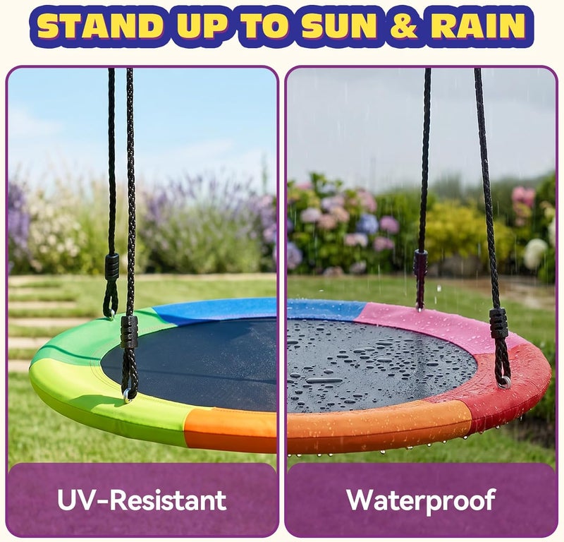 HeyZoo Tree Swing Replacement Cover 40 Inch, Saucer Swing Replacement Fabric with Tools, Round Saucer Swing Seat Cover, 900D Oxford Fabric, Colorful - Image 5
