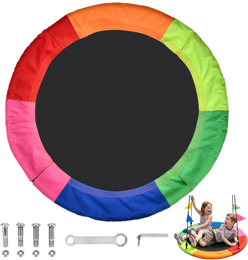 HeyZoo Tree Swing Replacement Cover 40 Inch, Saucer Swing Replacement Fabric with Tools, Round Saucer Swing Seat Cover, 900D Oxford Fabric, Colorful - Image 1