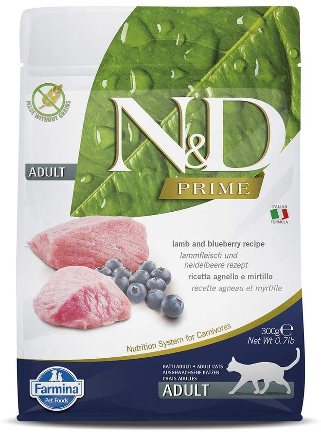 Farmina N&D Prime Adult Cat Food | Grain-Free | Lamb & Blueberry Protein Source|Low Glycemic | Complete Nutrition | 0.3kg - Image 1
