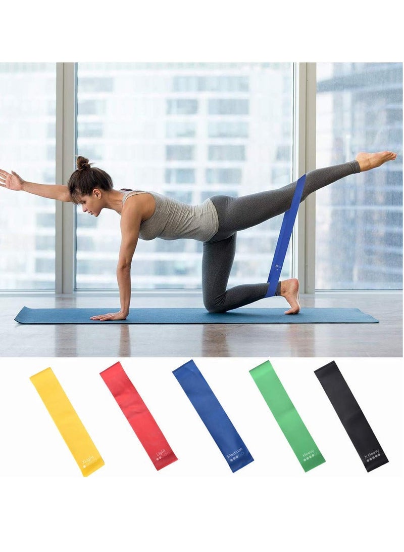 CAMPANAS 5-Piece Resistance Bands Set ,Resistance Exercise Band Of 5 Resistance Loops Extra Light To Extra Heavy Resistance 12 Inch Work Out Bands Perfect For Gym, Fitness, Yoga, for Arm Legs and hips(Multicolor) - Image 2