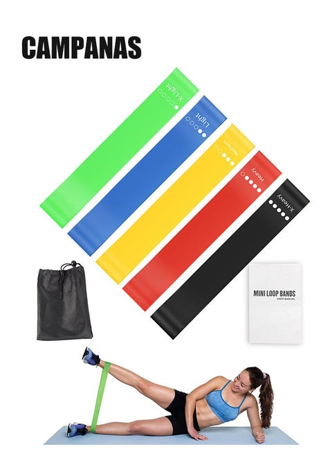 5-Piece Resistance Bands Set ,Resistance Exercise Band Of 5 Resistance Loops Extra Light To Extra Heavy Resistance 12 Inch Work Out Bands Perfect For Gym, Fitness, Yoga, for Arm Legs and hips(Multicolor)