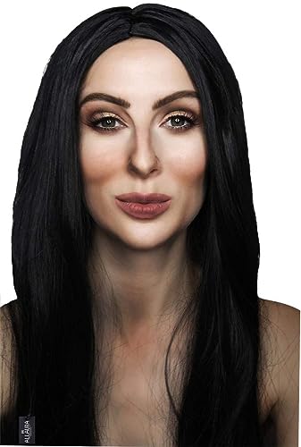 ALLAURA Compatible with Morticia Wig – 32" Long Straight Black Wig for Women – Ideal for Cher Costume, Witch Look, 70s Disco, Halloween, Morticia Addams Cosplay, Glam Party, Retro or Gothic Outfits - Image 2