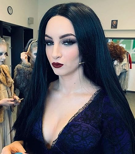 ALLAURA Compatible with Morticia Wig – 32" Long Straight Black Wig for Women – Ideal for Cher Costume, Witch Look, 70s Disco, Halloween, Morticia Addams Cosplay, Glam Party, Retro or Gothic Outfits - Image 5