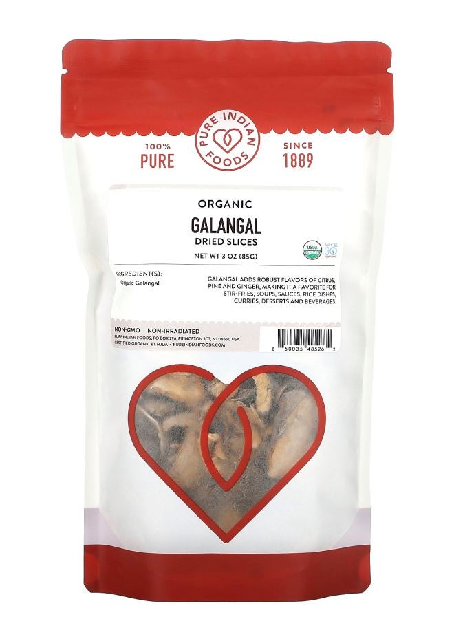 Pure Indian Foods Organic Galangal Dried Slices 3 oz (85 g)