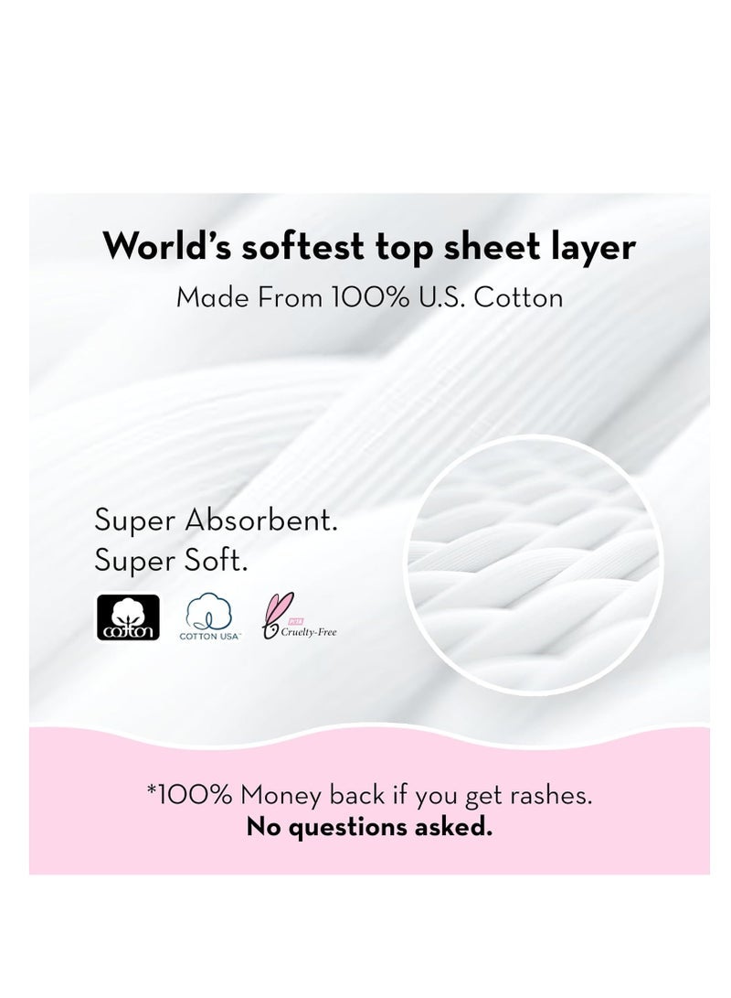 Plush Ultra-Thin Large Sanitary Pads for Women, 15 Pcs | For Light-Medium Flow | 2 Panty Liners | 100% Rash-Free | Pure U.S. Cotton Pads | Affordable Sanitary Pads - Image 3