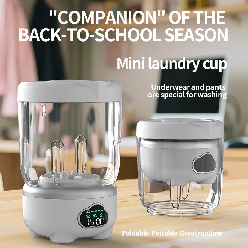 Portable Mini Washing Machine, Wireless Foldable Small Underwear Washer with 3 Modes, Automatic Self-Cleaning, USB Rechargeable Travel Laundry Washer for Socks Bra  Lingerie - Image 2