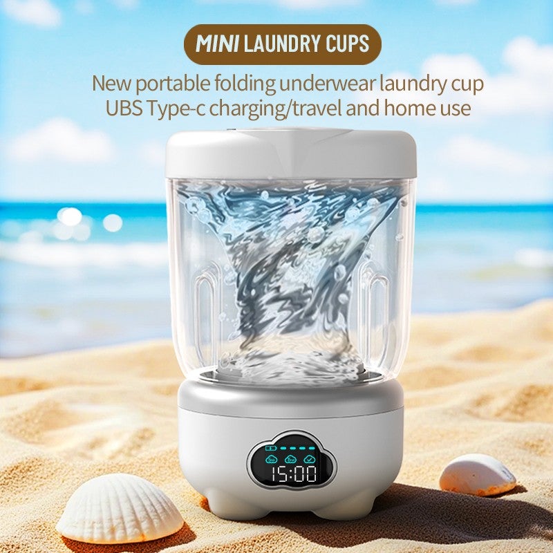 Portable Mini Washing Machine, Wireless Foldable Small Underwear Washer with 3 Modes, Automatic Self-Cleaning, USB Rechargeable Travel Laundry Washer for Socks Bra  Lingerie - Image 1