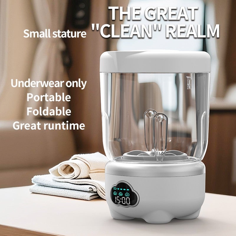 Portable Mini Washing Machine, Wireless Foldable Small Underwear Washer with 3 Modes, Automatic Self-Cleaning, USB Rechargeable Travel Laundry Washer for Socks Bra  Lingerie - Image 3