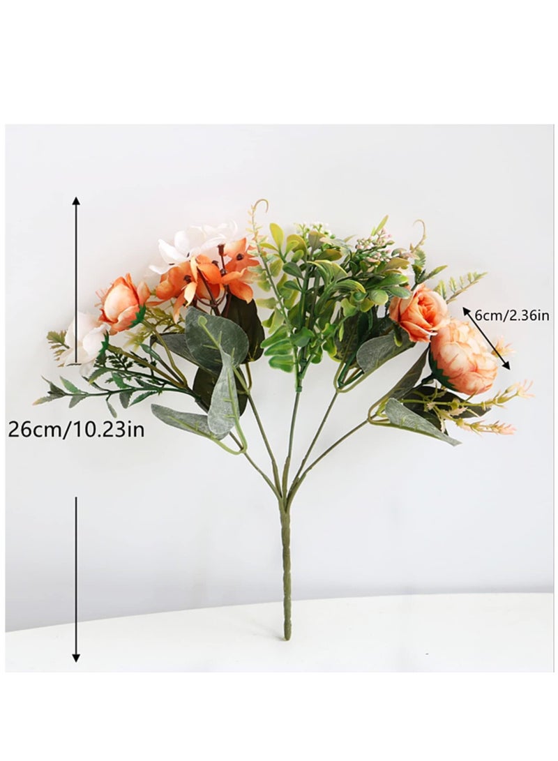 Captaintech Artificial Flowers, Fake Peony Silk Hydrangea Flower Bouquet Fall Rose Flowers, Wedding Bouquets Flowers Party Bridal Home Decorations Silk Flowers (orange) - Image 5