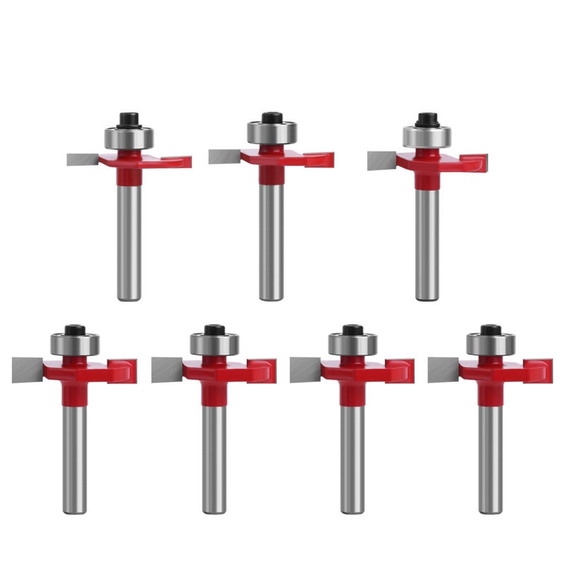 1/4 Shank Double-Edged Ball T-Type Woodworking Milling Cutter 8-Piece Set With Bearing Slotting Alloy Cutter Head For Trimming Machines - Image 5